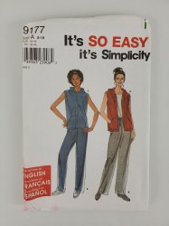 9177 SIMPLICITY SO EASY HOODED SLEEVELESS JACKET, KNIT TOP, PANTS PATTERN 8-18 UNCUT